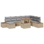vidaXL Ensemble de salle à manger de jardin 9 pièces avec coussins beige en poly rattan et acacia