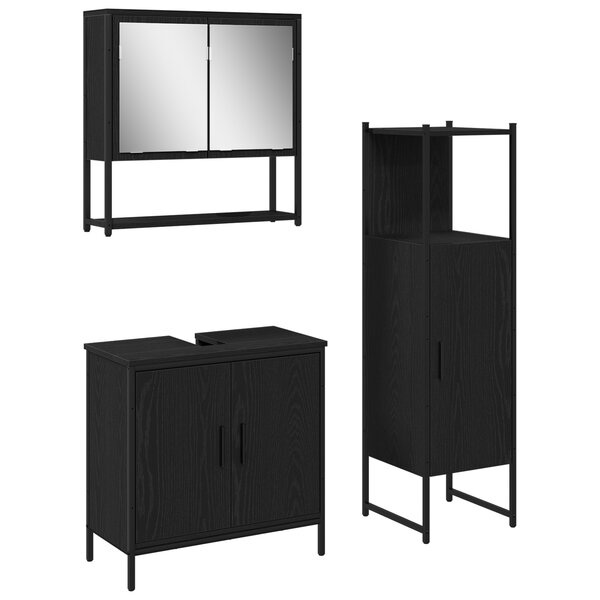 vidaXL Ensemble de meubles de salle de bain 3 pièces en bois d'ingénierie chêne noir