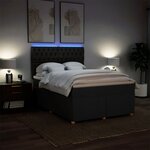 vidaXL Sommier à lattes de lit avec matelas Noir 140x200 cm Tissu