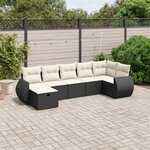 vidaXL Salon de jardin 7 Pièces avec coussins noir résine tressée
