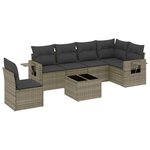 vidaXL Salon de jardin avec coussins 7 Pièces gris résine tressée