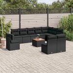 vidaXL Salon de jardin 11 Pièces avec coussins noir résine tressée