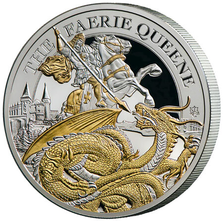 Pièce de monnaie en Argent 2 Pounds g 62.2 (2 oz) Millésime 2024 Faerie Queene REDCROSSE AND DRAGON