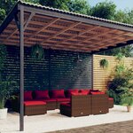 vidaXL Salon de jardin avec coussins 9 Pièces marron résine tressée