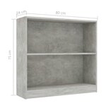 vidaXL Bibliothèque Gris béton 80 x 24 x 75 cm Aggloméré
