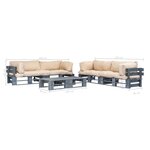 vidaXL Salon palette de jardin 6 Pièces avec coussins sable bois