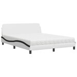 vidaXL Lit avec matelas blanc et noir 160x200 cm similicuir