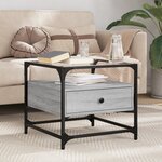 vidaXL Table basse avec dessus en verre sonoma gris 50x50x45 acier