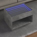 vidaXL Table basse avec LED infini gris béton 70x50x50 cm
