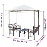 vidaXL Pavillon de jardin avec table et bancs 2 5 x 1 5 x 2 4 m