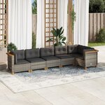 vidaXL Salon de jardin 6 Pièces avec coussins gris résine tressée