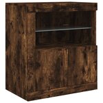 vidaXL Buffet avec lumières LED chêne fumé 202x37x67 cm