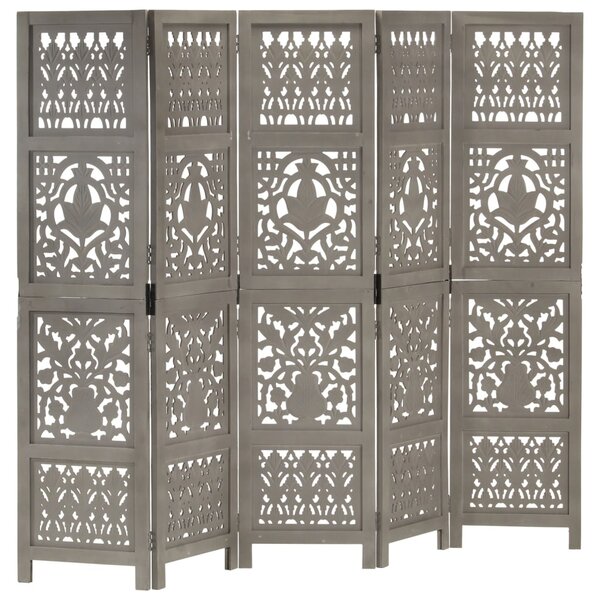 vidaXL Cloison de séparation 5 panneaux Gris 200x165 cm Bois manguier