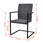 vidaXL Chaises à manger cantilever lot de 4 gris similicuir