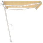 vidaXL Auvent automatique capteur de vent LED 450x350cm Jaune et blanc