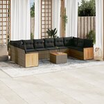 vidaXL Salon de jardin 11 Pièces avec coussins gris résine tressée
