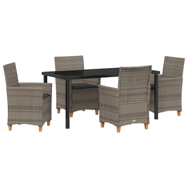 vidaXL Ensemble de 5 Chaises de Jardin avec Coussins Gris Rotin Synthétique