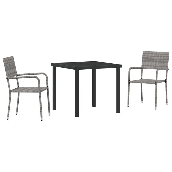 vidaXL Ensemble de jardin 3 pièces gris poly rattan