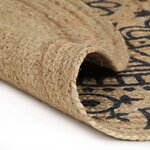 vidaXL Tapis fait à la main Jute avec imprimé bleu foncé 120 cm