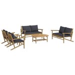 Salon de jardin meuble d'extérieur ensemble de mobilier 5 pièces avec coussins gris foncé bambou 02_0016392