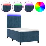 vidaXL Sommier à lattes de lit matelas LED Bleu foncé 90x200cm Velours