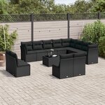 vidaXL Salon de jardin avec coussins 13 Pièces noir résine tressée