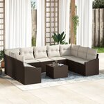 vidaXL Ensemble de Canapés de Jardin 9 pièces avec Coussins Gris Rotin Poly