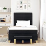vidaXL Lit à Ressorts avec Matelas et Banc Noir 120x200 cm Tissu