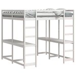 vidaXL Lit superposé et bureau et échelle 200x200cm bois de pin massif