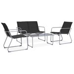 Salon de jardin meuble d'extérieur ensemble de mobilier 4 pièces tissu et acier noir 02_0016281