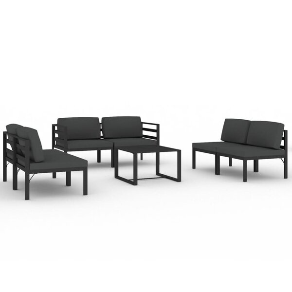 Salon de jardin meuble d'extérieur ensemble de mobilier 7 pièces avec coussins aluminium anthracite 02_0017063