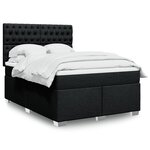 vidaXL Sommier à lattes de lit avec matelas Noir 140x200 cm Tissu
