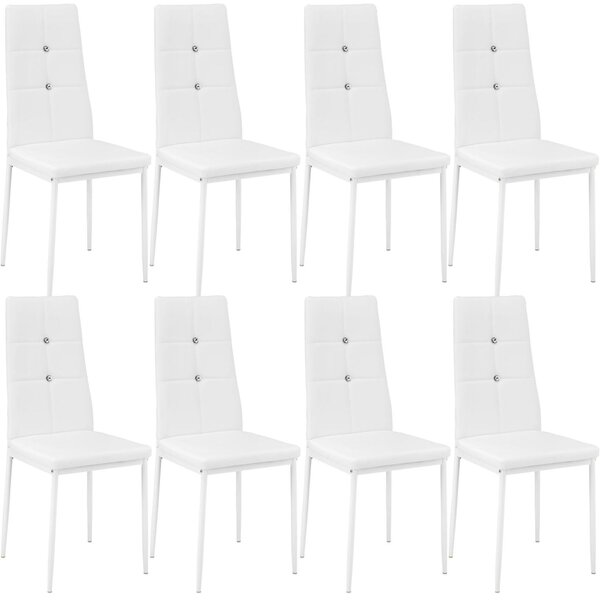 Lot de 8 chaises siège de salon cuisine salle à manger design élégant avec brillant blanc 08_0000003