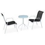 Ensemble de bistro jardin meuble extérieur terrasse 3 pièces acier noir 02_0013497