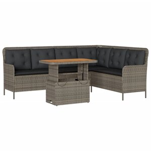 vidaXL Salon de jardin 2 Pièces avec coussins Gris Résine tressée
