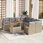 vidaXL Canapé de Jardin 9 Pièces avec Coussins Beige