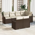 vidaXL Ensemble de canapé de jardin 7 pièces  coussins marron en poly rotin