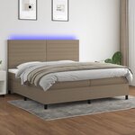 vidaXL Sommier à lattes de lit et matelas et LED Taupe 200x200cm Tissu