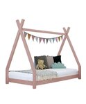 Lit tipi enfant NAKANA 120 x 200 rose pastel