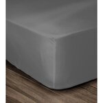 Drap Housse 100  Coton 160 x 200 cm - Bonnet 35 cm - Gris foncé