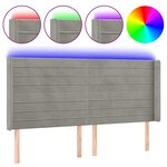 vidaXL Tête de lit à LED Gris clair 163x16x118/128 cm Velours