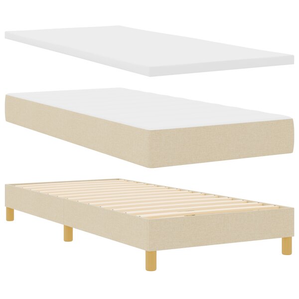 Lit Box Spring vidaXL avec Matelas - Crème  100x200 cm  Tissu