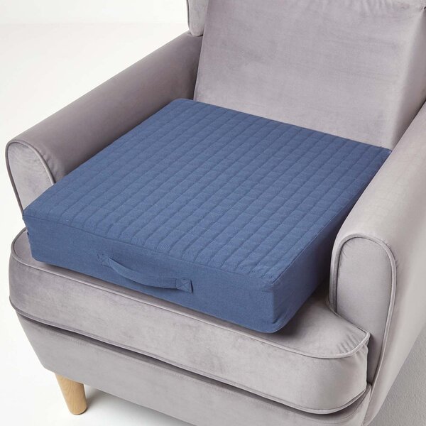 Coussin d'assise déhoussable en coton  Bleu marine - HOMESCAPES