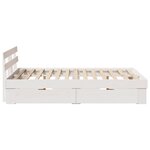 vidaXL Cadre de lit avec tiroirs Blanc 135x190 cm Bois de pin massif