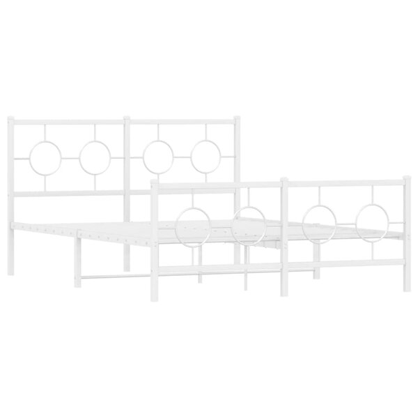vidaXL Cadre de lit métal avec tête de lit/pied de lit blanc 135x190cm