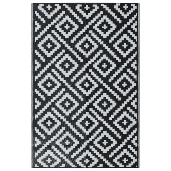 vidaXL Tapis d'extérieur Blanc et noir 190x290 cm PP