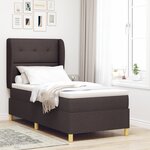 Lit à ressort avec matelas vidaXL Marron foncé 100x200 cm en tissu