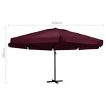 vidaXL Parasol de jardin et mât en aluminium 600 cm rouge bordeaux