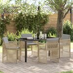 vidaXL Ensemble de salle à manger de jardin 5 pièces avec coussins en poly rotin beige