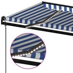vidaXL Auvent automatique capteur de vent LED 600x350 cm Bleu et blanc